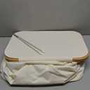 SONGMICS Laundry Hamper with Lid, Large Laundry Basket, 23.8 Gallons (90L), Removable Mesh Liner, Bamboo Handles, Collapsible, 16.5 x 12.6 x 27.8 Inches, Cream White ULCB509W01