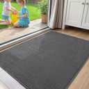 Color&Geometry Front Door Mat Indoor Non Slip Rubber Backing, 24"x36" Ultra Thin Doormat, Soft Absorbent Inside Doormat Washable Easy Clean Rugs for Entryway, Slate Gray (Rolled-up NO Creases)
