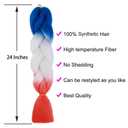 Colored Ombre Jumbo Braiding Hair Extensions Synthetic Fiber for Twist Braids Braiding Hair Extension(3Pcs/Lot Blue/White/Red Orange-Red)