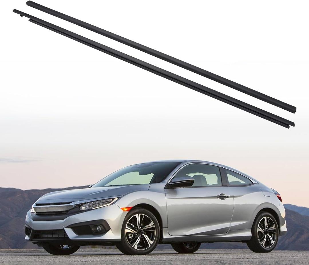 ZONFANT Car Outer Door Window Molding Trim Weatherstrip Seal Belt Front LH and RH Compatible with Honda Vehicle 2016-2020 Civic 2 Door, Replace#72410-TBG-A01 72450-TBG-A01