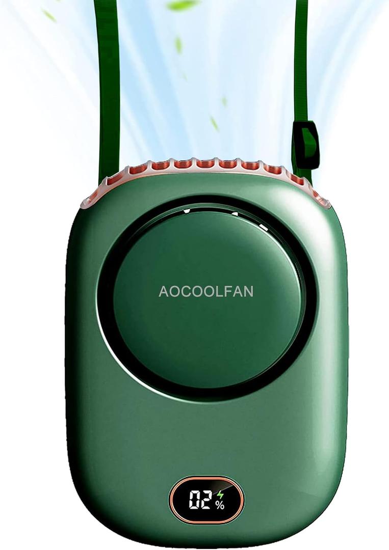Portable Neck Fan, Mini Small Personal Handheld Fan USB Rechargeable 3 Speed for Girls Boys Woman Eyelash Travel Home Office Outdoor (Green)