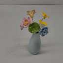 Handmade Ceramic Flowers, A Set of Porcelain Artificial Flower Leaf w/A Blue Vase for Living Room, Bedroom, Office Decor. No Assembly Required