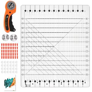 5-in-1 Quilting Ruler - 14.5" x 17.75" Slotted Quilting Ruler for Rotary Cutting, Precision Fabric Strip Guide & Quilting Square Ruler for Sewing Patchwork Quilts