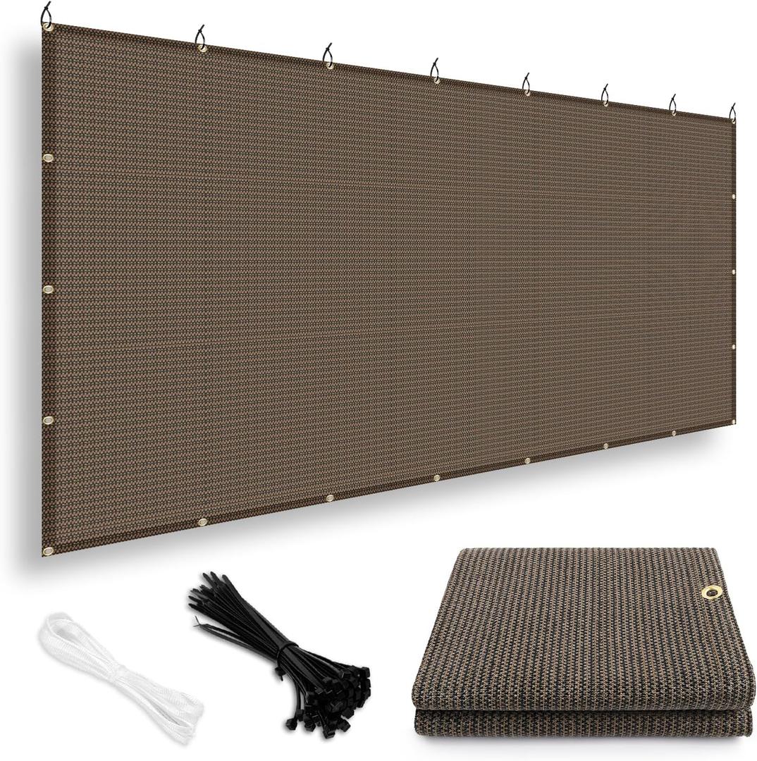 LOVE STORY 10x10 FT Sun Shade Cloth with Grommets Pergola Shade Cover 95% UV Protection for Patio Outdoor, Brown