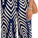 Womens Summer Jumpsuits Dressy Sexy V Neck Twist One Piece Outfits Sleeveless Casual Wide Leg Long Pant Rompers (Large, Navy Blue # Print)