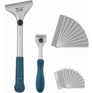XW Razor Blade Paint Scraper Set, Heavy Duty Putty Knife with Quick Blade Change, Extra 20 PCS Blades Included, 2-Pack