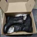 ABSOLEX Womens Lace up Round Toe Low Heel Combat Boots (6, Black)