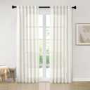 94 Inches Long Semi Sheer Linen Curtains for Living Room 2 Panels, Back Tab Rod Pocket Linen Blend Drapes Modern Airy Privacy Cream Curtains for Bedroom Cottage Farmhouse Decor 50x94 Length