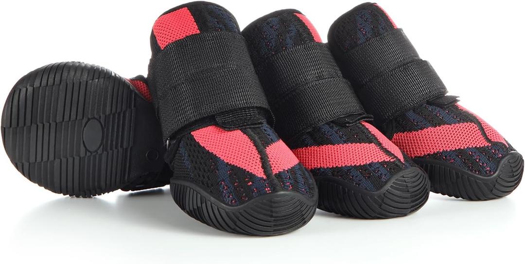 Dog Shoes for Small Dogs, Anti Slip Senior Dog Boots for Hardwood Floors, Paw Protectors for Hot Pavement & Snow, Breathable Non Slip Dog Booties with Double Straps, Black Size 1