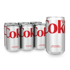 Diet Coke Soda Soft Drinks, 7.5 fl oz Cans, 6 Pack - Mini Soda Cans, Diet Cola
