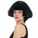 Black Bowl Cut Wig Women Funny Wigs for Women Adults Men Haircut Fluffy Straight Mushroom Wigs Yaki Wig for Anime Cosplay Costume Outfit Halloween Party+ Hair Cap