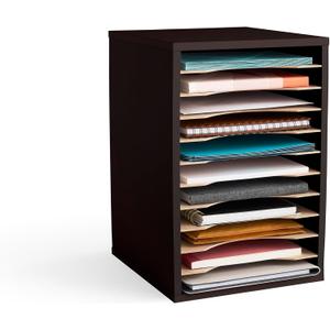 Safco Products Vertical Desktop Sorter, 11 Compartment, Black
