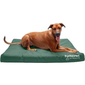Furhaven Water-Resistant Orthopedic Dog Bed for Large Dogs w/ Removable Washable Cover, For Dogs Up to 95 lbs - Indoor/Outdoor Logo Print Oxford Polycanvas Mattress - Forest, Jumbo/XL