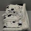 Heated Blanket Throw Blanket - Fast Heating Electric Blanket, Soft Flannel Heated Throw with 4 Time Settings, 10 Heating Settings, Warm Gifts for Women & Mom & Grandma(50"x60"Cow Print White) (01 - Black Ombre-white)