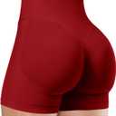 Unthewe Womens Workout Seamless Scrunch Butt Lifting Shorts High Waisted Tummy Control Gym Yoga Shorts(U516-Scarlett Red-M)
