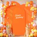 (7.2FT, 6.6FT, 6FT) Wedding Arch Cover Set of 3 Orange Spandex Fitted Arch Cover for Round Top Chiara Backdrop Stand Covers for Birthday Party Banquet Photo Background Decoration