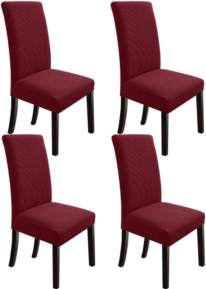 NORTHERN BROTHERS Chair Covers for Dining Room Set of 4 Stretchy Dining Chair Cover Super Fit Parsons Kitchen Chair Covers, Wine Red