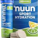 Nuun Sport Electrolyte Tablets with Magnesium, Calcium, Potassium, Chloride & Sodium, Gluten Free & Vegan, Lemon Lime, 8 Pack (80 Servings Total)
