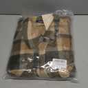 CFLONGE Women's Casual Jacket Coats Button Down Corduroy Cropped Shacket Plaid Long Sleeve Flannels Shirts for Women Jackets (X-Large, Khaki)