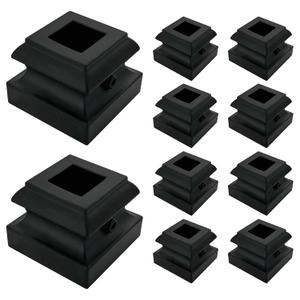Wrought Iron Baluster Shoes 10 Pack - Aluminum Flat Shoe for Staircase Interior with Screws for 1/2 Inch Square Balusters - Metal Staircase Spindle Shoes - Satin Black