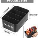 BSTKEY Seasoning Packet Organizer, Food Storage Organizer with Divided 4 Compartments, Metal Storage Caddy for Kitchen Pantry Cabinet, Kitchen Organization Bin for Snacks Spice Packets, Black