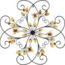 XAONIEN 24" Metal Flower Scroll Wall Art Decor Sculptures with Rust Leaf and Butterfly for Outdoor Indoor Living room Bedroom