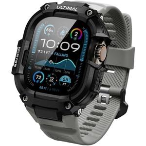 ULTIMAL Bands Case Compatible with Apple Watch Ultra 2/1 49mm for Men, Rugged Sports Band with Tough Shockproof Bumper Case, Heavy Duty Replacement Band (Black/Grey)