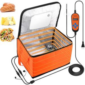 Proofing Box with Heater, Bread Proofing Box with 41℉122℉ Temperature and Timer Controller, Collapsible Zippered Temperature Proofer for Bread, Pizza and Yoghurt Making