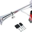 Yaetek 12V Single Trumpet Air Horn Chrome + Compressor Super Loud 150db For Truck Lorry Boat VAN Train