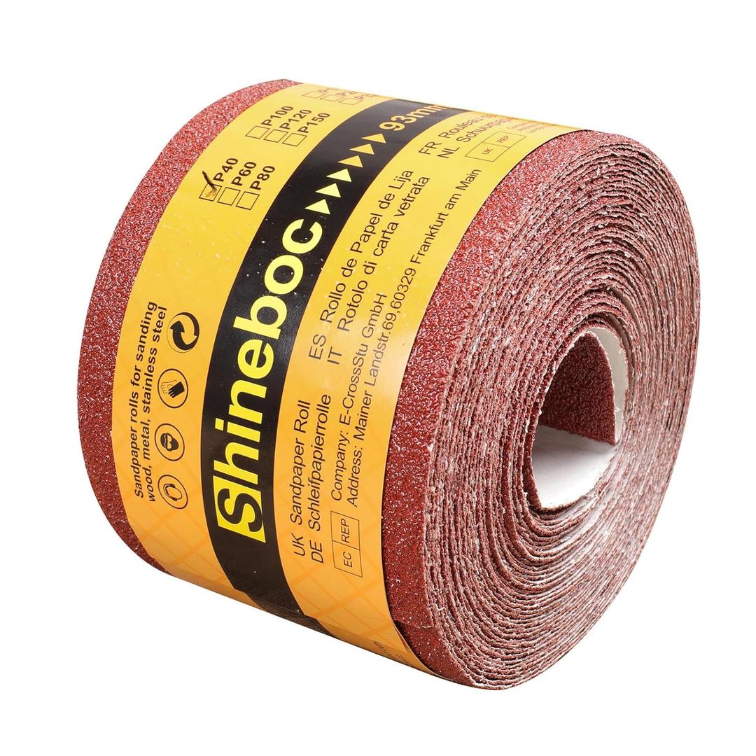 240 Grit Emery Cloth Roll, 3-2/3" x 32.8 Feet Continuous Sandpaper Roll, Wet Dry Sand Paper for Wood Furniture Finishing Metal Sanding Automotive Polishing