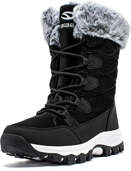 HOBIBEAR Women's Waterproof Winter Snow Boots Lightweight Warm Faux Fur Lined Mid-Calf Booties 8