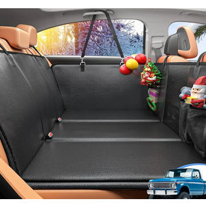 Back Seat Extender for Dogs, Hard Bottom Dog Car Seat Cover for Truck Back Seat, Upgraded PU Leather Dog Hammock for Car, Waterproof, Anti Scratch, Larger Space, Holds 400lbs
