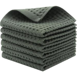 Mia'sDream Cotton Waffle Wash Cloths for Showering Face Body, Premium Qualit Thin Washcloths 6 Pack Face Wash Cloth, Quick Drying Small Hand Towels for Bathroom Wash Rags,13" x 13" (Olive Green)