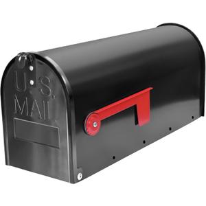 Black Galvanized Steel Post-Mount Mailbox, L19in. W x 6.7 in. H x8.7 in, Large Mailbox,Mailboxes for Outside Post Mount