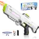 Skirfy Electric Water Gun for Adults Kids,Powerful Automatic Squirt Gun with Light,High Powered Water Blasts,Auto Refill Long Range,Pool Party Swimming Outdoor Summer Toy Game for Boy Girl (White)