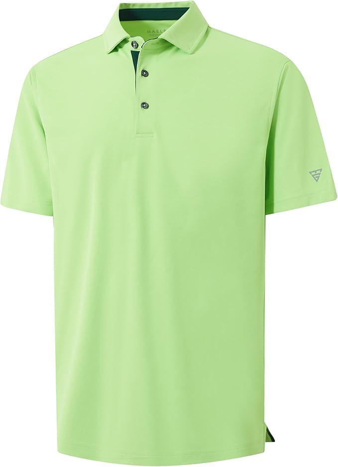 Mens Golf Shirt Short and Long Sleeve Moisture Wicking Dry Fit Performance Solid Casual Pique Golf Polo Shirts for Men Size S