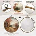 TLESKE Fall Forest Path Landscape Round Wall Art Decor Framed 10x10, Autumn Lake Canvas Wall Art Prints Artwork, Rustic Farmhouse Wall Hanging Room Door Decor Decorations for Bedroom Living Room