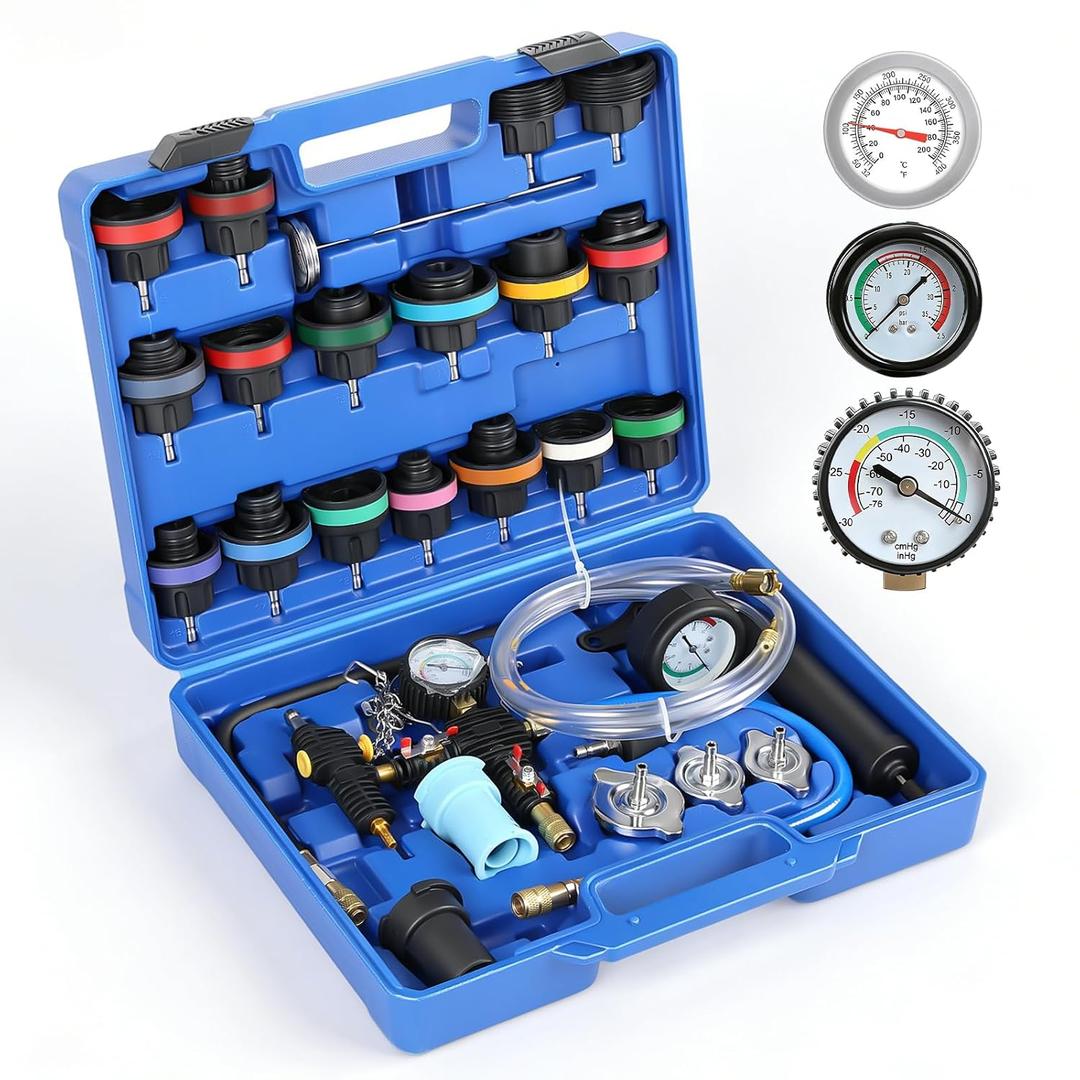 Coolant Pressure Tester Kit, 31PCS Master Coolant Vacuum Refill Kit with 23 Radiator Adapters for Automotive Cooling System Vacuum Leak Tester & Radiator Pressure Tester Kit with Refill Tool