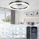 20inch Ceiling Fans Lights,68W Flush Mount Ceiling Fan with Ceiling Lights,Dimmable 3CCT,App Control,Remote Control,Timer,6 Wind Speeds Smart Low Profile Ceiling Fan for Room (C-Black)