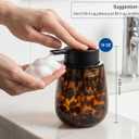 Marble Glass Foaming Hand Soap/Lotion Pump Dispenser, Refillable for Kitchen and Bathroom Countertop (Amber)