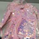 WELAKEN Girls Sequin Raincoat Waterproof Reusable Hooded Outwear Rain Jacket with Lining