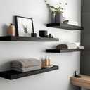 Black Wood Floating Shelves for Wall Rustic Wall Shelf for Bedroom Living Room Set of 4