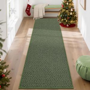 COSY HOMEER Hallway Runner Rug 2'x8' Non Slip Washable Entryway Runner Rugs Absorbent Stain Resistant Carpet Rug Runners for Hallways,Entrance and Laundry Room,Green