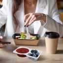 10-Pack Snack Containers with Lids & Spoons | Double Compartment Condiment Containers | Dishwasher-Safe, Leakproof Snack Box for Lunchables, Sauces & On-the-Go Meals (10)