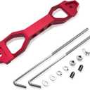 Battery Hold Down Sets, Automotive Crossbar Holder Lock Mount with Galvanized Iron J Bolts, Billet Aluminum Alloy Car Battery Tie Down Bracket, Car Accessories for Most Vehicles (Red)