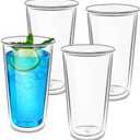 2 x Freshmage 16oz Double Walled Insulated Tumblers (4 Pack), Tumbler Cups Keep Drinks Cold & Hot, Crystal Clear Reusable Plastic Cups, BPA-Free Plastic Drinking Glasses, Dishwasher Safe