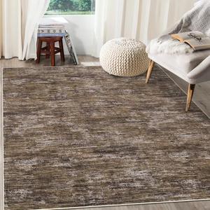 RUGSREAL Area Rug 5x7 Machine Washable Area Rug for Living Room Non-Slip Stain Resistant Modern Abstract Bedroom Rug Contemporary Solid Throw Rug Foldable Accent Floor Carpet for Dining Room, Brown