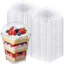 Acellegic 100 Pcs Plastic Dessert Cup Lids, Plastic Container Covers for Parfait Yogurt Fruit Trifle Ice Cream Pudding Cups, Leak Resistant, Clear Disposable Cup Lid, Lids Only(5 oz,Dome Lid)