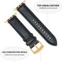 Leather Watch Bands Compatible with Apple Watch 49mm 46mm 45mm 44mm 42mm 41mm 40mm 38mm, Elegant Top Grain Leather Replacement Strap for iWatch Series 11 10 9 8 7 6 5 4 3 2 1 SE/Ultra 3 2 1