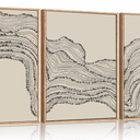 HLNIUC Neutral Abstract Framed Canvas Wall Art Set, Black Beige Wave Line Wall Decor, Large Minimalist Painting, Modern Geometric Art Print for Living Room, Bedroom, Dinning Room, Office - 24"x36"x3 Yudinbin Black wall art 24Lx12W, Wrapped Canvas 3pcs